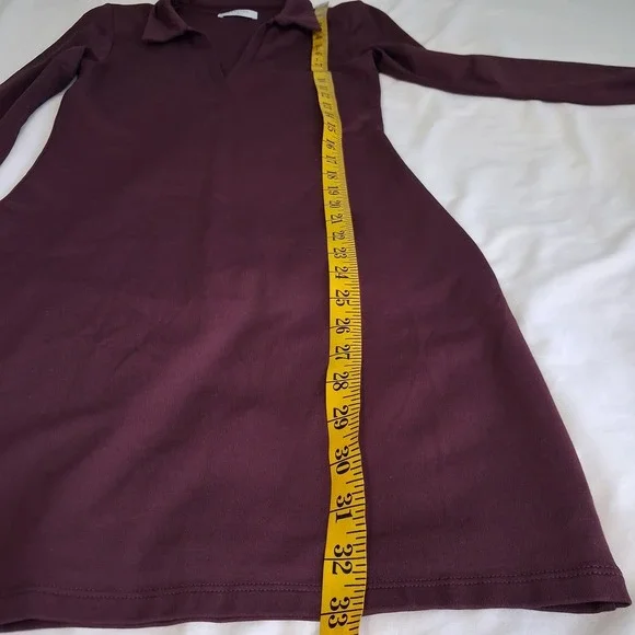 Babaton Contour Polo Long Sleeve Dress Women's Size Small  Maroon Preppy Career - Picture 5 of 15